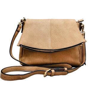 Urban Expressions Tan Faux-Leather Gold-Accents Zippered Shoulder/Handle Bag